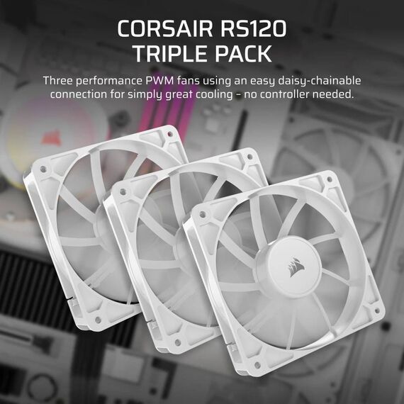 Corsair RS120 120mm PWM Fans - Triple Pack - White CO9050193WW