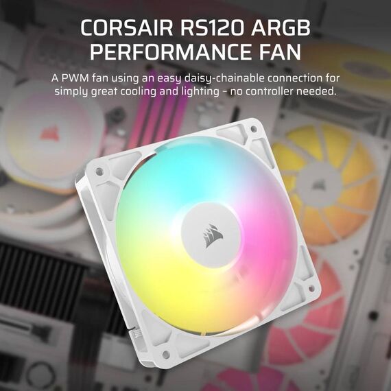 Corsair RS120 ARGB 120mm PWM Fan - White CO9050184WW