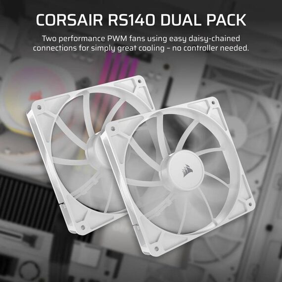 Corsair RS140 140mm PWM Fans - Dual Pack - White