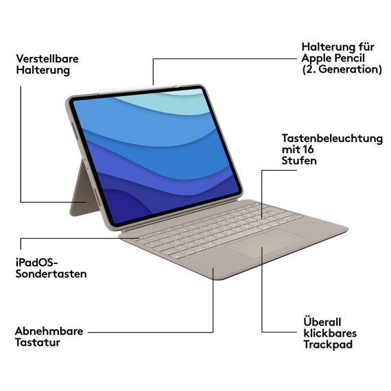 Logitech Combo Touch - Keyboard and folio case - wit | 920-010217
