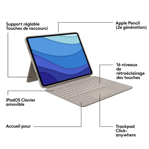 Logitech Combo Touch - Keyboard and folio case - wit | 920-010217