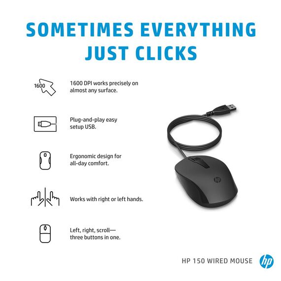 HP 150 - Mouse - right and left-handed - optical -  | 240J6AA#ABB