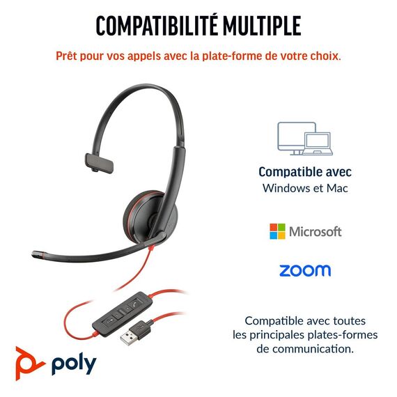 Poly Blackwire 3210 - Blackwire 3200 Series - headset - | 8X2J8A6