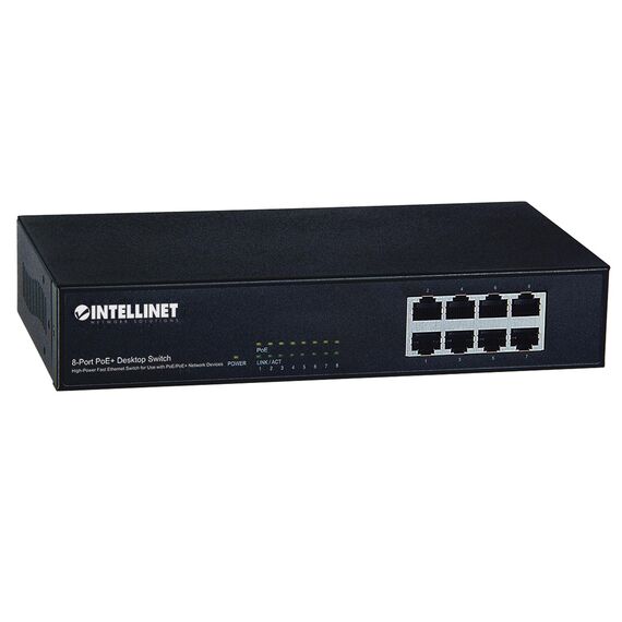 Intellinet 8-Port Fast Ethernet PoE+ Switch, 8 x PoE por | 560764
