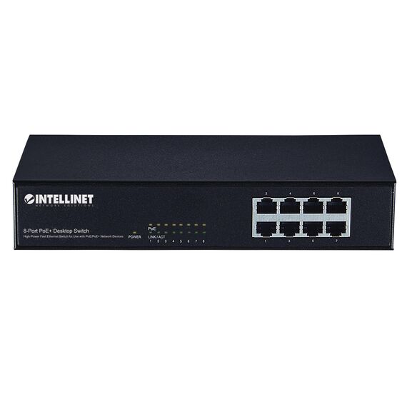 Intellinet 8-Port Fast Ethernet PoE+ Switch, 8 x PoE por | 560764