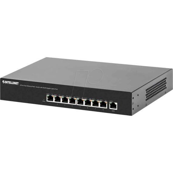 Intellinet 8-Port Fast Ethernet PoE+ Switch, 8 x PoE por | 560764