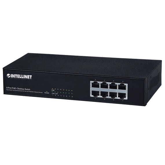 Intellinet 8-Port Fast Ethernet PoE+ Switch, 8 x PoE por | 560764