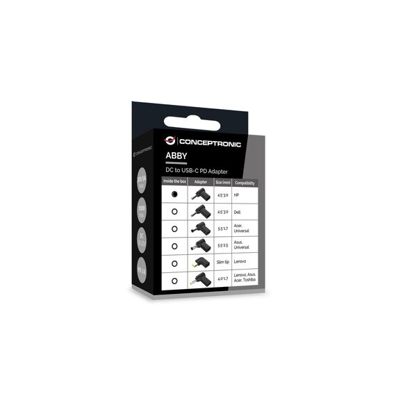 Conceptronic Adapter USB-C -> DC HP 4.5x3.0mm 18-20V | ABBY15PC01