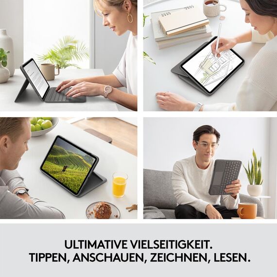 Logitech Folio Touch - Keyboard and folio case - wit | 920-009960