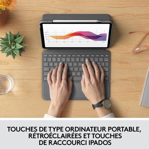 Logitech Folio Touch - Keyboard and folio case - wit | 920-009960