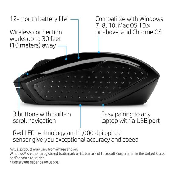 HP 200 - Mouse - right and left-handed - optical -  | X6W31AA#ABB