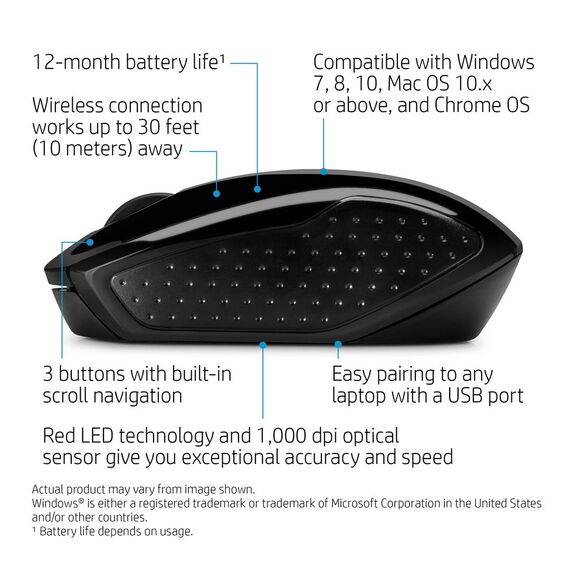 HP 200 - Mouse - right and left-handed - optical -  | X6W31AA#ABB