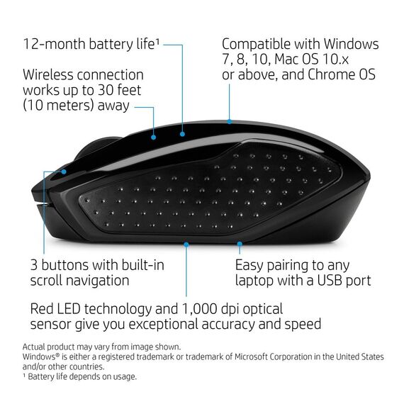 HP 200 - Mouse - right and left-handed - optical -  | X6W31AA#ABB