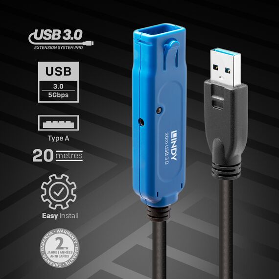 LINDY USB 3.0 Active Extension Cable Pro - USB extender - | 43361