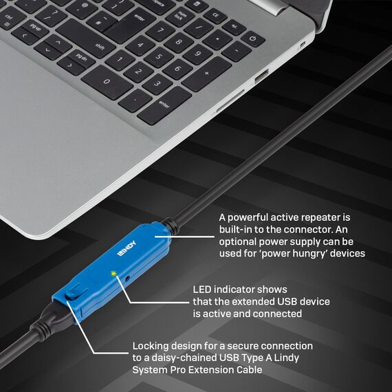 Lindy - USB extension cable - 24 pin USB-C (M) to USB Typ | 43380