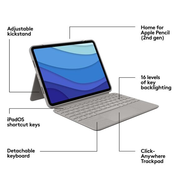 Logitech Combo Touch - Keyboard and folio case - wit | 920-010168