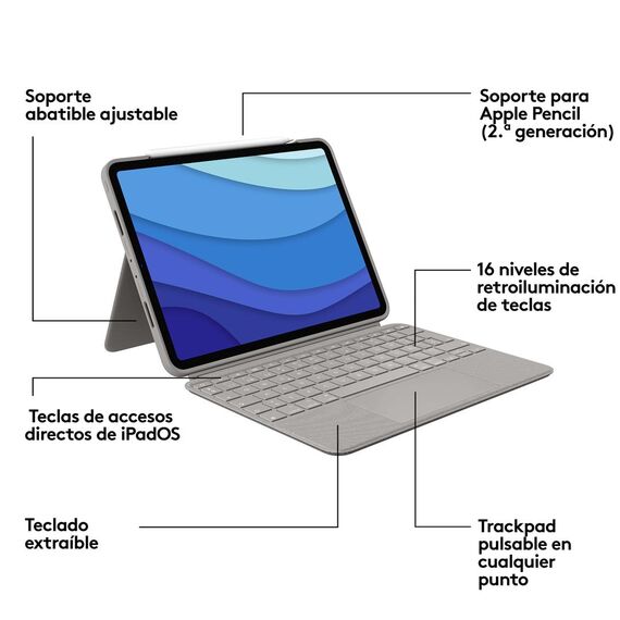 Logitech Combo Touch - Keyboard and folio case - wit | 920-010169
