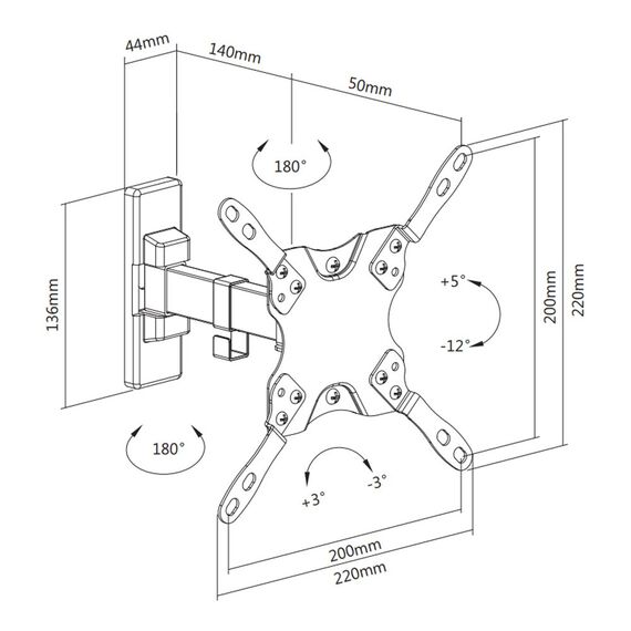 TECHly - Mounting kit (wall mount) - full-motion | ICA-PLB-400STY