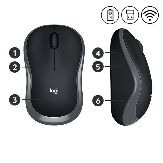 Logitech M185 - Mouse - optical - wireless - 2.4 GHz | 910-002238