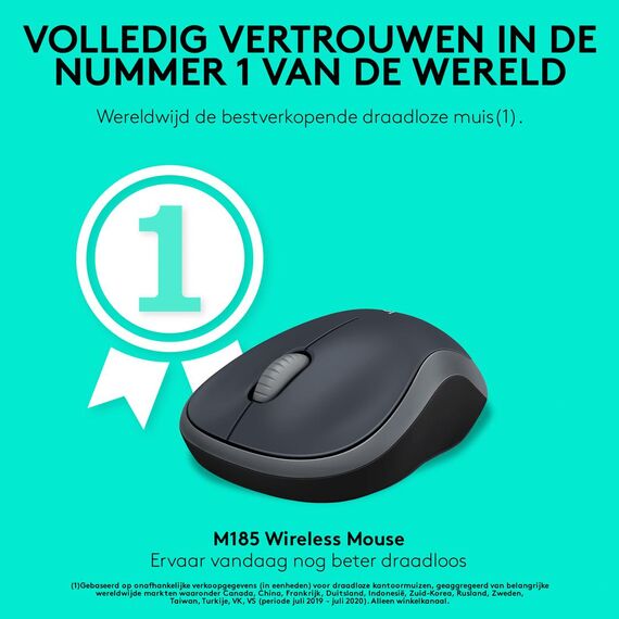 Logitech M185 - Mouse - optical - wireless - 2.4 GHz | 910-002238