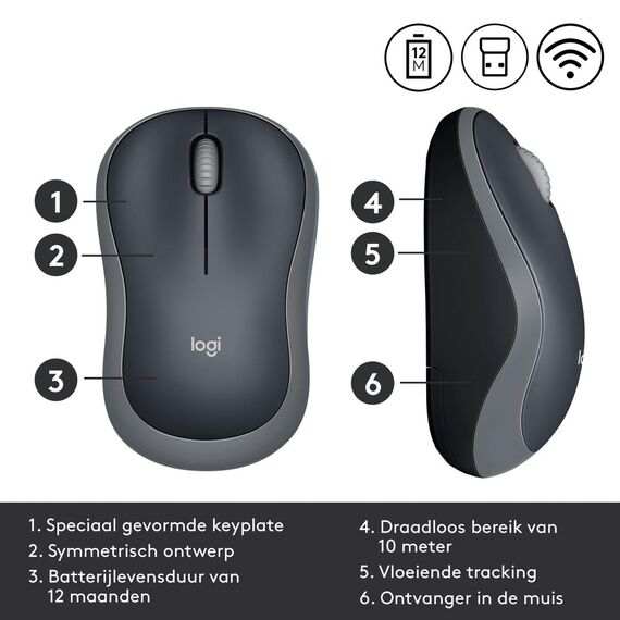 Logitech M185 - Mouse - optical - wireless - 2.4 GHz | 910-002238