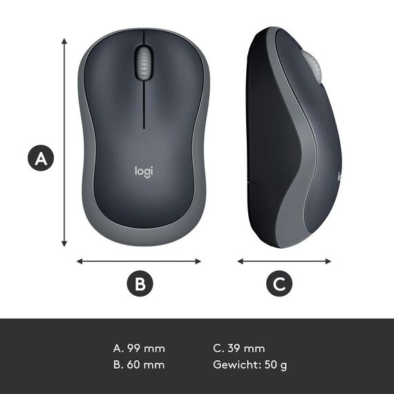 Logitech M185 - Mouse - optical - wireless - 2.4 GHz | 910-002238