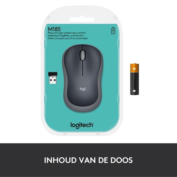 Logitech M185 - Mouse - optical - wireless - 2.4 GHz | 910-002238