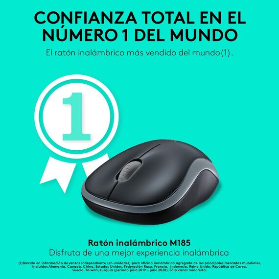 Logitech M185 - Mouse - optical - wireless - 2.4 GHz | 910-002238