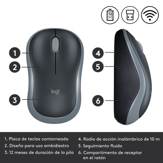 Logitech M185 - Mouse - optical - wireless - 2.4 GHz | 910-002238
