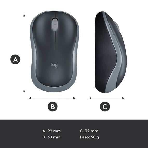 Logitech M185 - Mouse - optical - wireless - 2.4 GHz | 910-002238