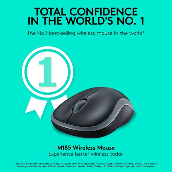 Logitech M185 - Mouse - optical - wireless - 2.4 GHz | 910-002238
