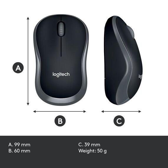 Logitech M185 - Mouse - optical - wireless - 2.4 GHz | 910-002238