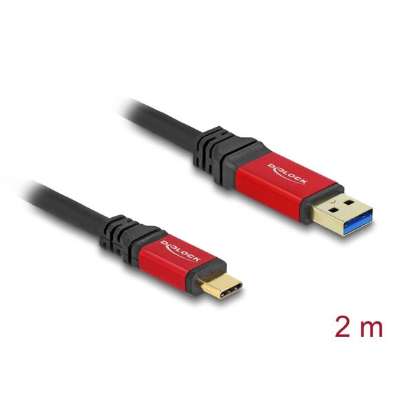 Delock USB 10 Gbps Kabel Typ-A Stecker zu Type-C 2 m rot  | 80618