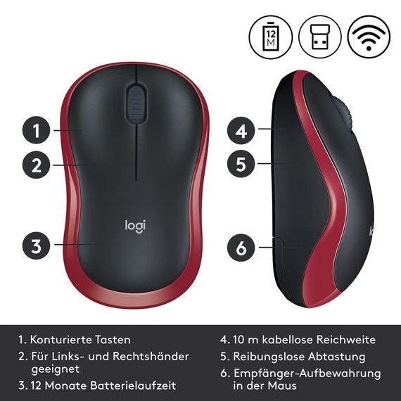 Logitech M185 - Mouse - optical - wireless - 2.4 GHz | 910-002240