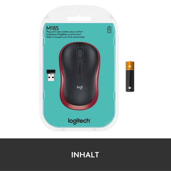 Logitech M185 - Mouse - optical - wireless - 2.4 GHz | 910-002240