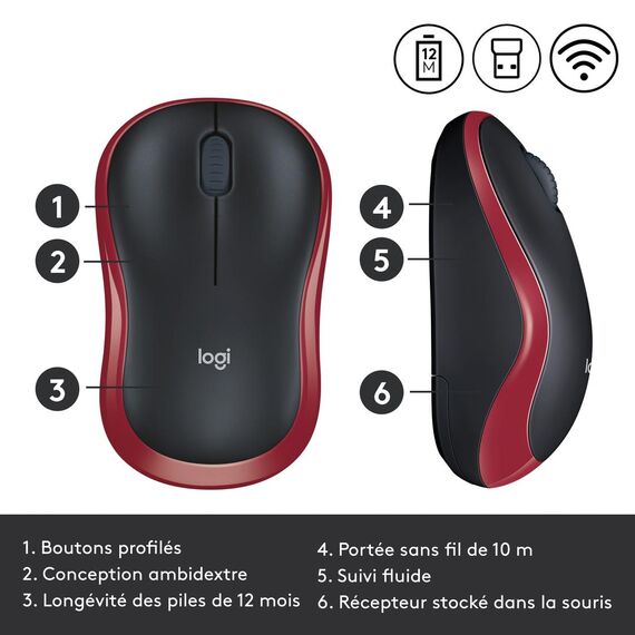 Logitech M185 - Mouse - optical - wireless - 2.4 GHz | 910-002240