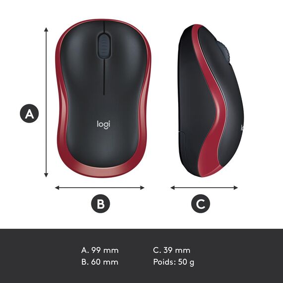 Logitech M185 - Mouse - optical - wireless - 2.4 GHz | 910-002240