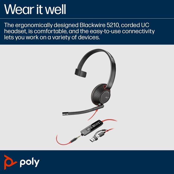 Poly Blackwire 5210 - Blackwire 5200 series - headset - | 8X230A6