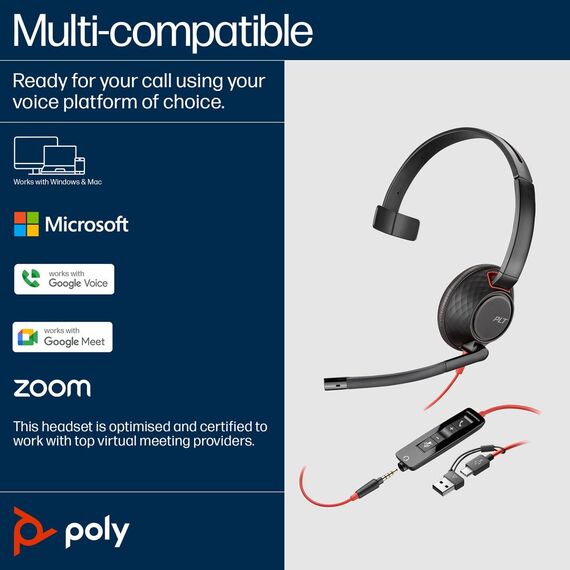 Poly Blackwire 5210 - Blackwire 5200 series - headset - | 8X230A6