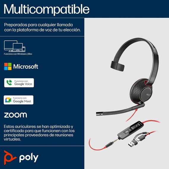 Poly Blackwire 5210 - Blackwire 5200 series - headset - | 8X230A6