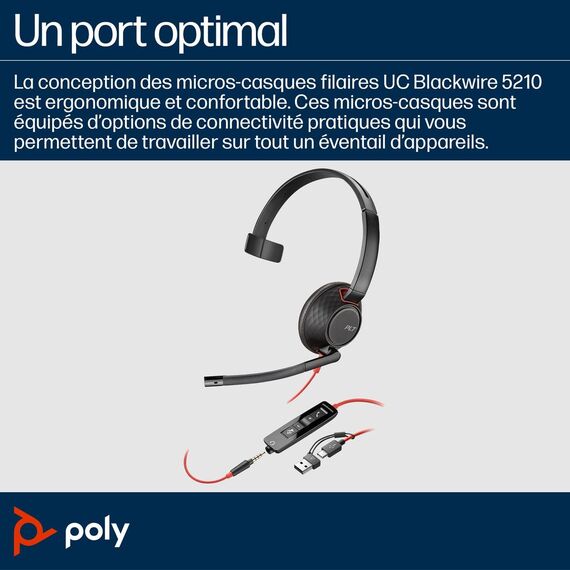 Poly Blackwire 5210 - Blackwire 5200 series - headset - | 8X230A6
