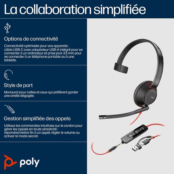 Poly Blackwire 5210 - Blackwire 5200 series - headset - | 8X230A6