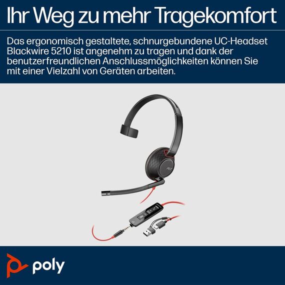 Poly Blackwire 5210 - Blackwire 5200 series - headset - | 8X230A6