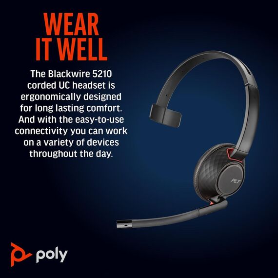 Poly Blackwire 5210 - Blackwire 5200 series - headset - | 8X230A6