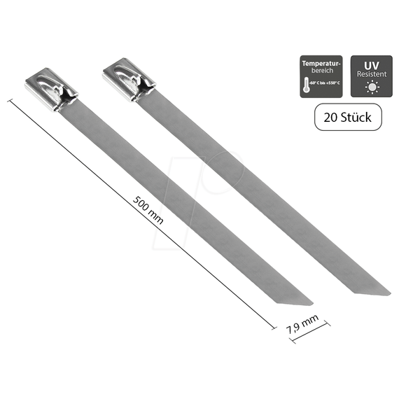 Good Connections KAB-E50X79 - Releasable cable tie - Stainless st
