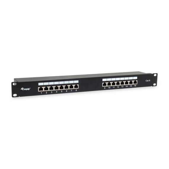 Equip 16-Port Cat.6 Shielded Patch Panel - Black - 10/10 | 326417