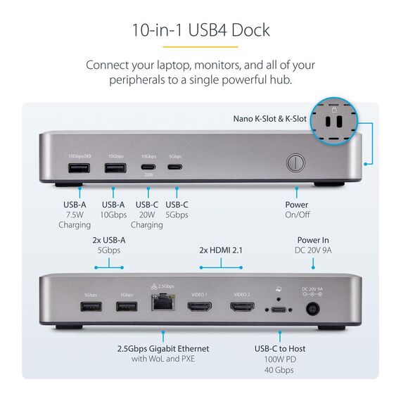 StarTech.com USB4 Docking Station, USB-C 40Gbps | 155UE-USB4-DOCK