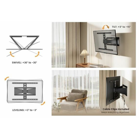 Equip Wandhalterung 43"-90"/1TFT 50kg 1Gelenk Neigung sw | 650344