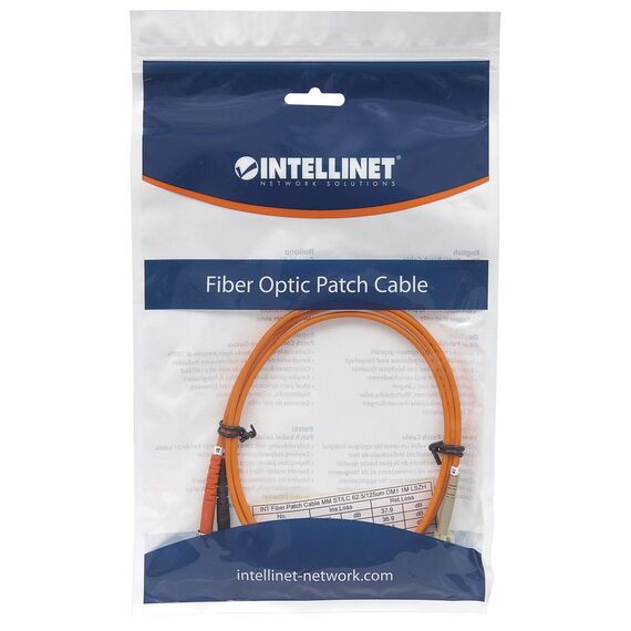 Intellinet Fiber Optic Patch Cable, OM1, LC/ST, 1m, Oran | 471305