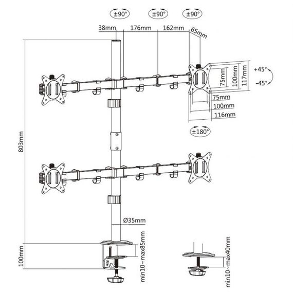 equip - Mounting kit - articulating - for 4 LCD displays | 650159